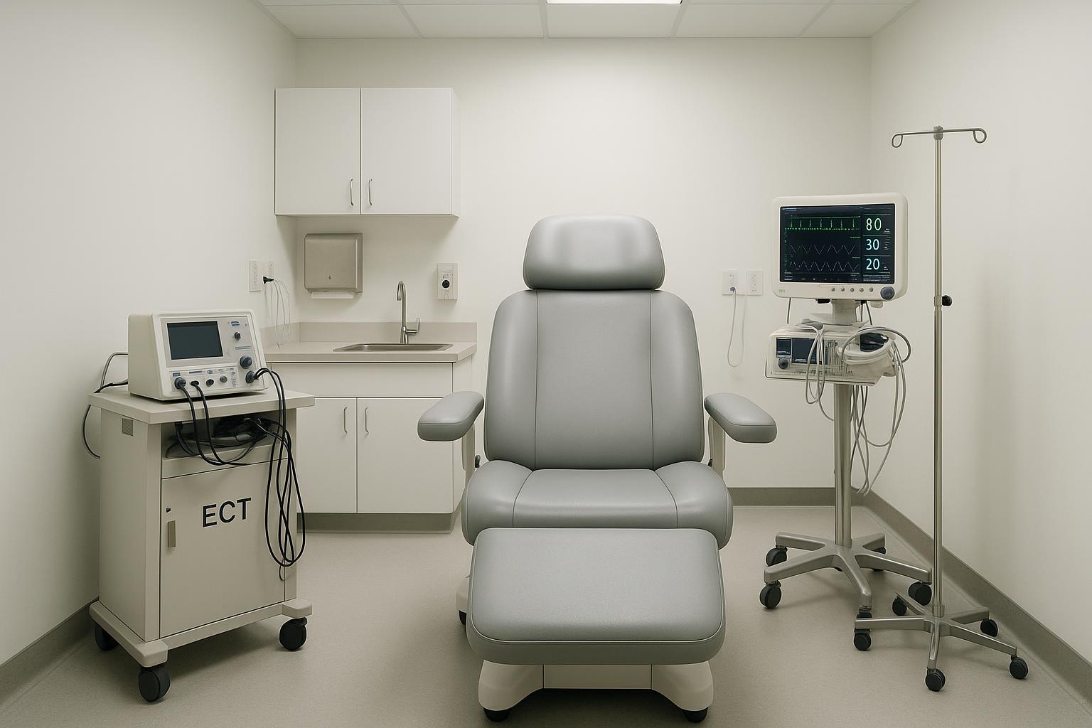 ECT treatment room with medical equipment