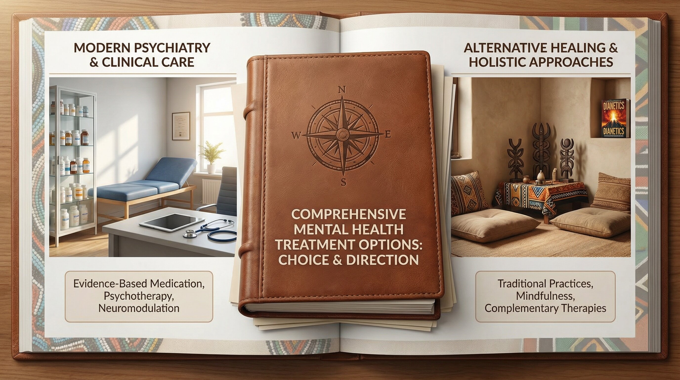 Comprehensive mental health treatment guide showing all options available in South Africa from psychiatry to traditional healing to Dianetics